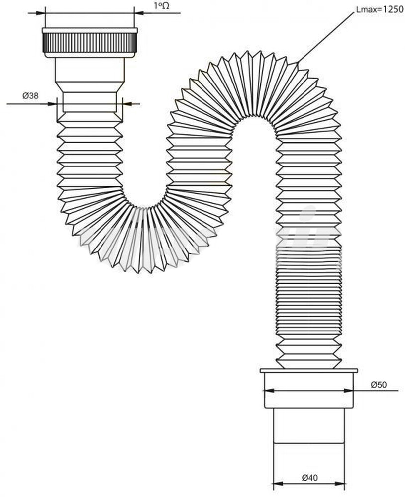 ВП 6274 Труба гибкая "МИНИ Элит" удлиненная (1 1/4" - 40/50), L1200 мм