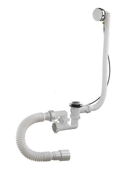 А-27089 Сифон для ванны (обвязка) ОРИО 1 1/2"х40, регул, с перел (п/авт, латунь)с гибк.труб40-40/50