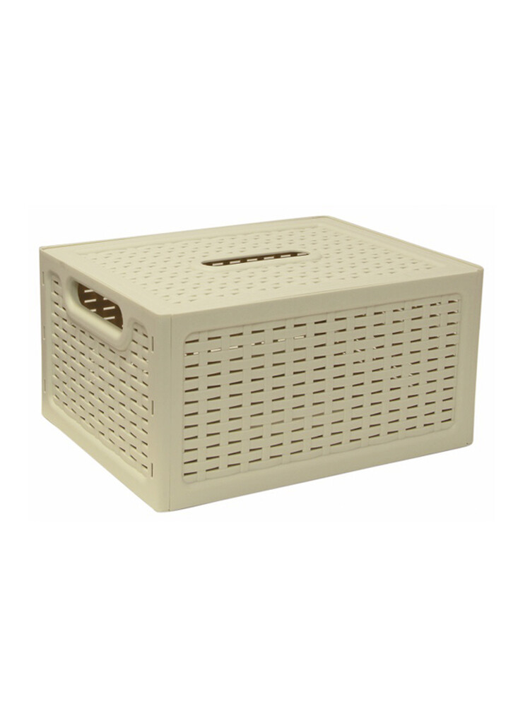 Ящик РОТАНГ с крышкой 370х280х190мм белый ротанг (М-пластика) (М 2375)