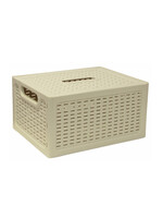 Ящик РОТАНГ с крышкой 370х280х190мм белый ротанг (М-пластика) (М 2375)