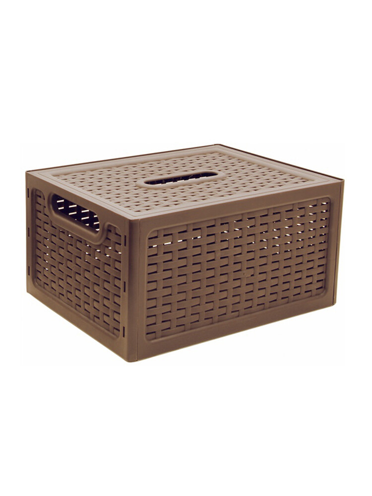 Ящик РОТАНГ с крышкой 370х280х190мм коричневый ротанг (М-пластика) (М 2375)