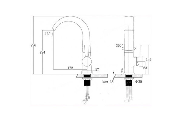 Смеситель Кухня EWIGSTEIN d=40 КАСКАД (шоколад) (28235007)