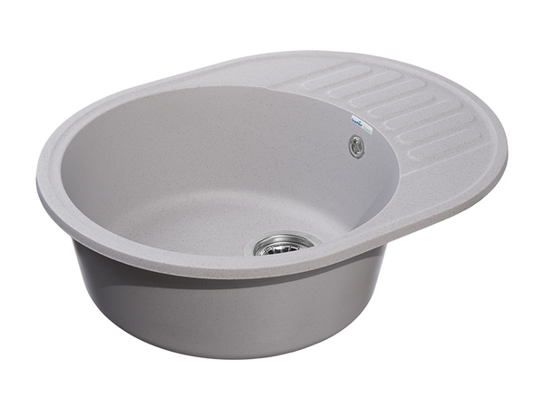Мойка для кухни GranFest QUARZ GF-QUARZ 58 РОНДО чаша+крыло 620*480 мм без сифона (58 серый)