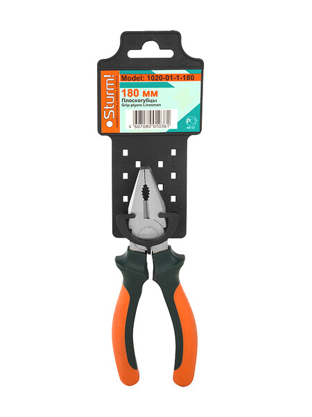 1020-01-1-180 Пассатижи ОСОБО ПРОЧНЫЕ ГУБКИ,2-хкомпонентн. рукоятки 180мм (Profi) Sturm!