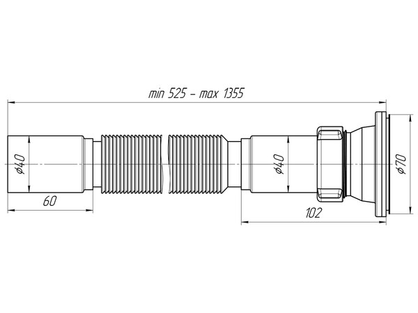 G114 Гофросифон АНИ Пласт 1 1/2"*40 удлинённый, L525-1355мм