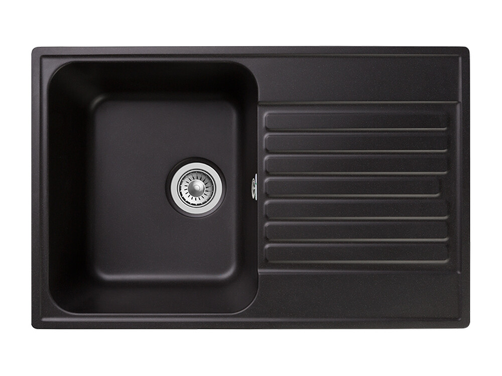 Мойка для кухни GranFest QUARZ GF-QUARZ 78 чаша+крыло 740*480 мм без сифона (78 черный)