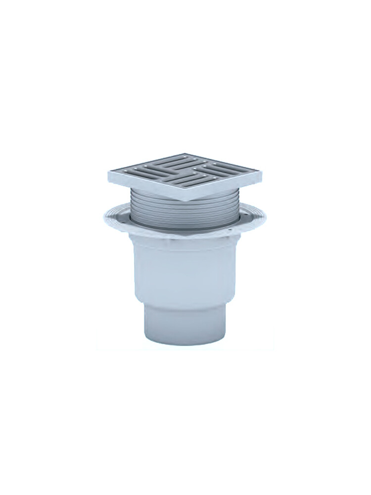 TA1712 Трап 110 вертикальный регул выпуск с решеткой из нерж стали 15*15