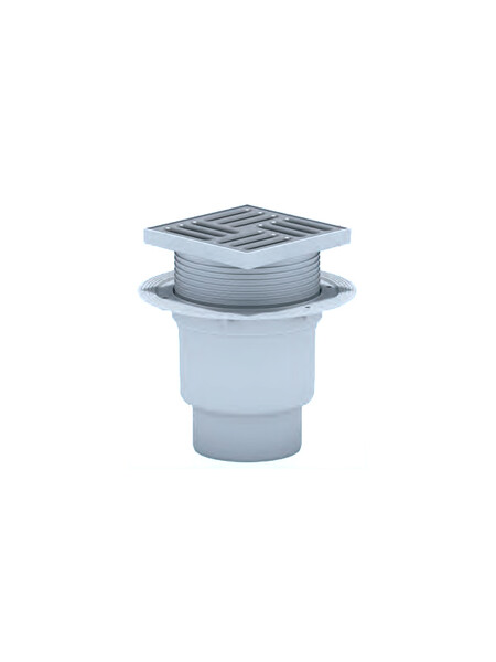 TA1712 Трап 110 вертикальный регул выпуск с решеткой из нерж стали 15*15