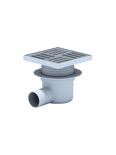 TQ5612 Трап 50 горизонт с решеткой 15*15 нерж сталь сухой