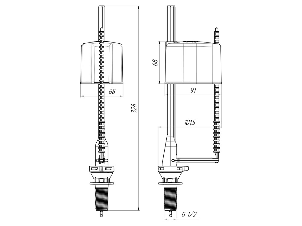 WC5550 Заливной механизм АНИ Пласт ниж. подводка 1/2 пластик