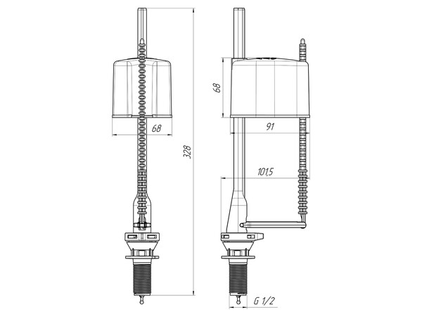 WC5550 Заливной механизм АНИ Пласт ниж. подводка 1/2 пластик