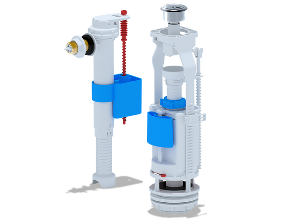 WC9020С Арматура АНИ Пласт бок.подводка 1/2 латунь кнопка хром двойная