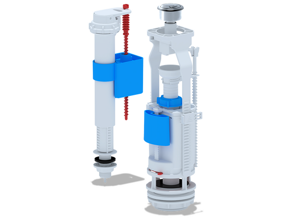 WC9510C Арматура АНИ Пласт ниж.подводка 1/2 пластик кнопка хром двойная