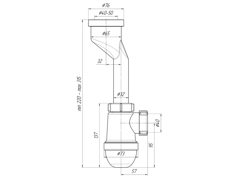 U0100 Сифон для писуара с выходом 40 АНИ Пласт