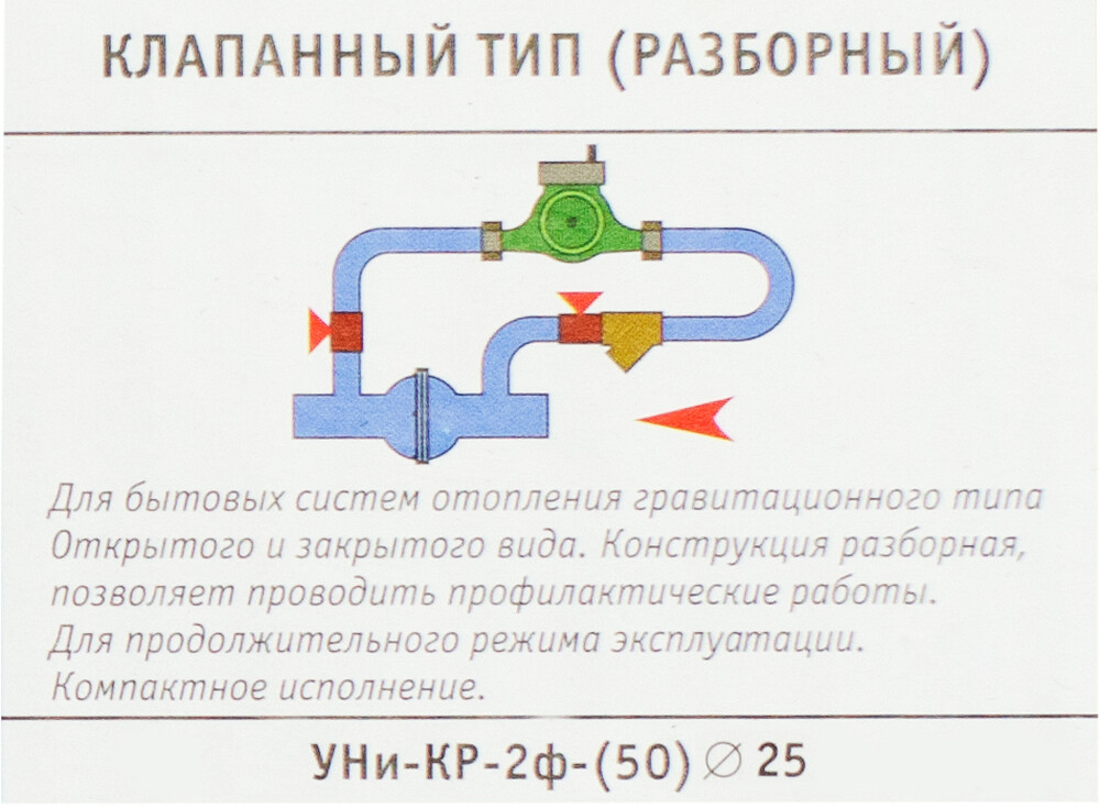 Узел насосный клапанный (разборный) "УНи-КР-2ф-(50/25)" для систем всех типов
