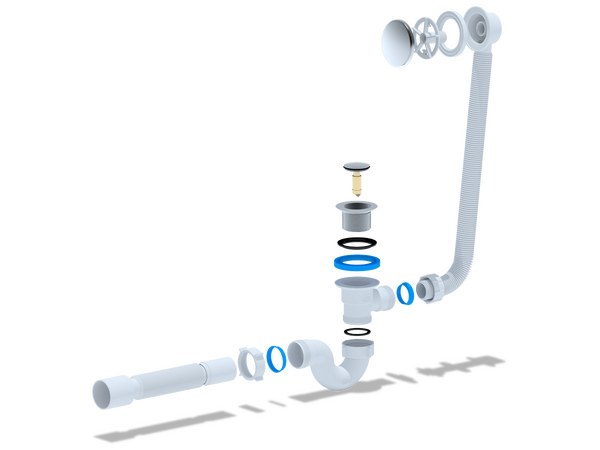 EС155 Сифон АНИ Пласт для ванны клик-клак с вып и перекл г/т 375*40*50
