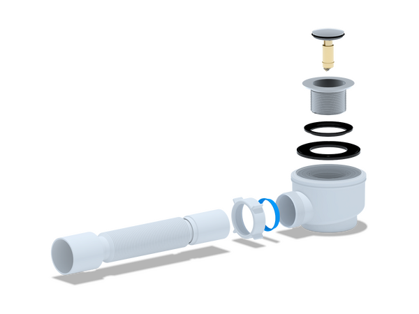 E415CL Сифон для душ поддона АНИ Пласт 1 1/2 * 50 с г/т 375*40/50 хром клик-клак