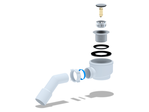 E411CLS Сифон для душевого поддона АНИ Пласт 1 1/2* 50 с п/т 45 г 40*50 хр, клик-клак(сетка)