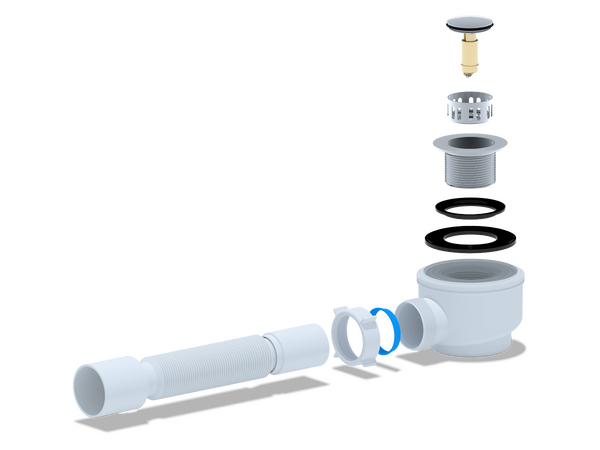 E415CLS Сифон для душевого поддона АНИ Пласт 1 1/2*50 с г/т 375 хром, клик-клак (сетка)