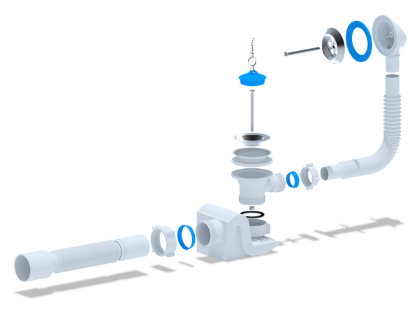 E655 Сифон АНИ Пласт "Бриг" д/в с выпуском и переливом 1 1/2 с г/т 40*50