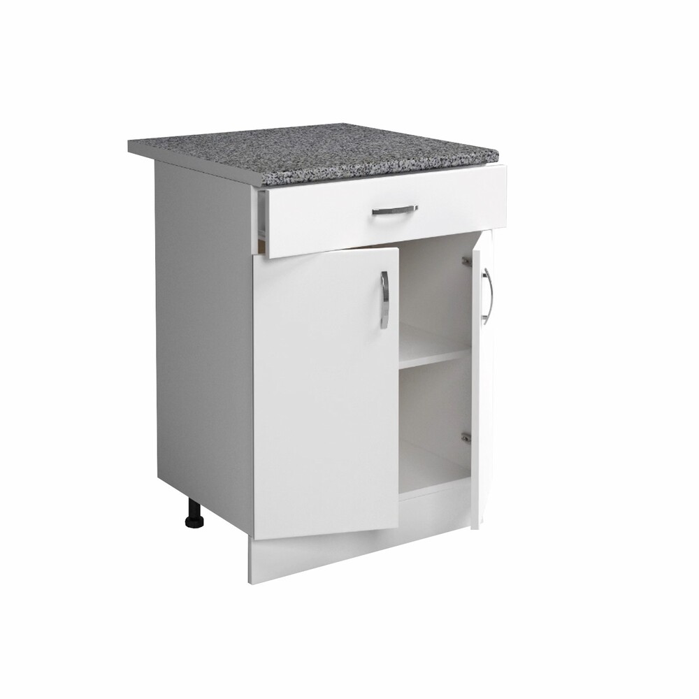Рабочий стол 60 цвет Белый (1 ящик) столешница Гранит SANTREK HOME (ЛДСП)