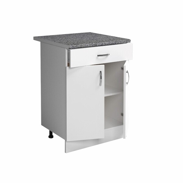Рабочий стол 60 цвет Белый (1 ящик) столешница Гранит SANTREK HOME (ЛДСП)