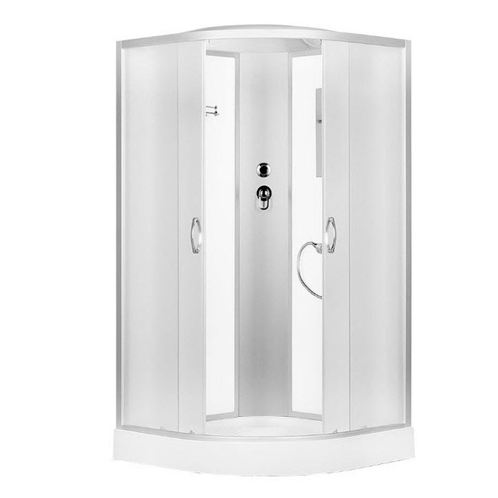 Душ. кабина ER3509P-C3-RUS 90*90*215см,зад.стенка бел.ст. мат 4 мм низ.под.без г/м.проф.хром. 3к.