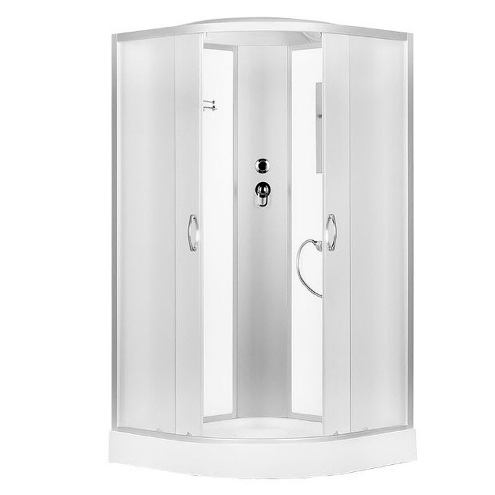 Душ. кабина ER3508P-C3-RUS 80*80*215см,зад.стенка белое.ст.мат 4мм. низ. под. без г/м.проф.хром. 3к.