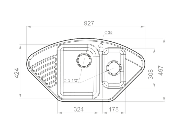 Мойка для кухни GranFest QUARZ GF-QUARZ 14 1,5 чаша 930*500 мм без сифона (14 черный)