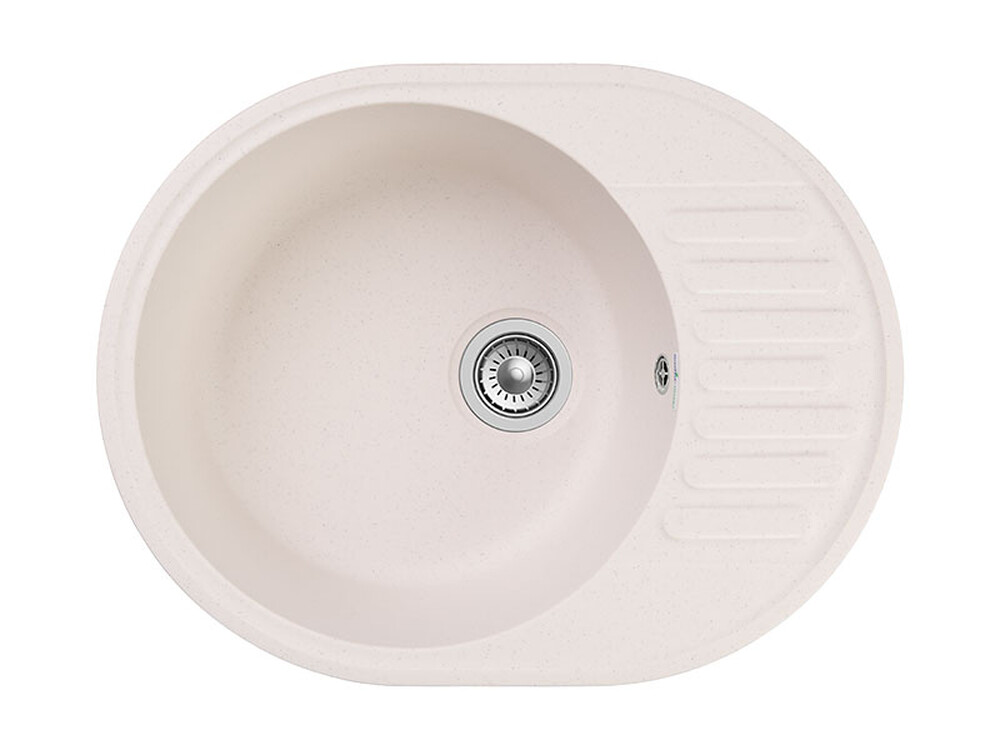 Мойка для кухни GranFest QUARZ GF-QUARZ 58 РОНДО чаша+крыло 620*480 мм без сифона (58 белый)