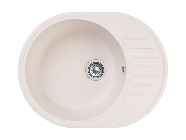 Мойка для кухни GranFest QUARZ GF-QUARZ 58 РОНДО чаша+крыло 620*480 мм без сифона (58 белый)