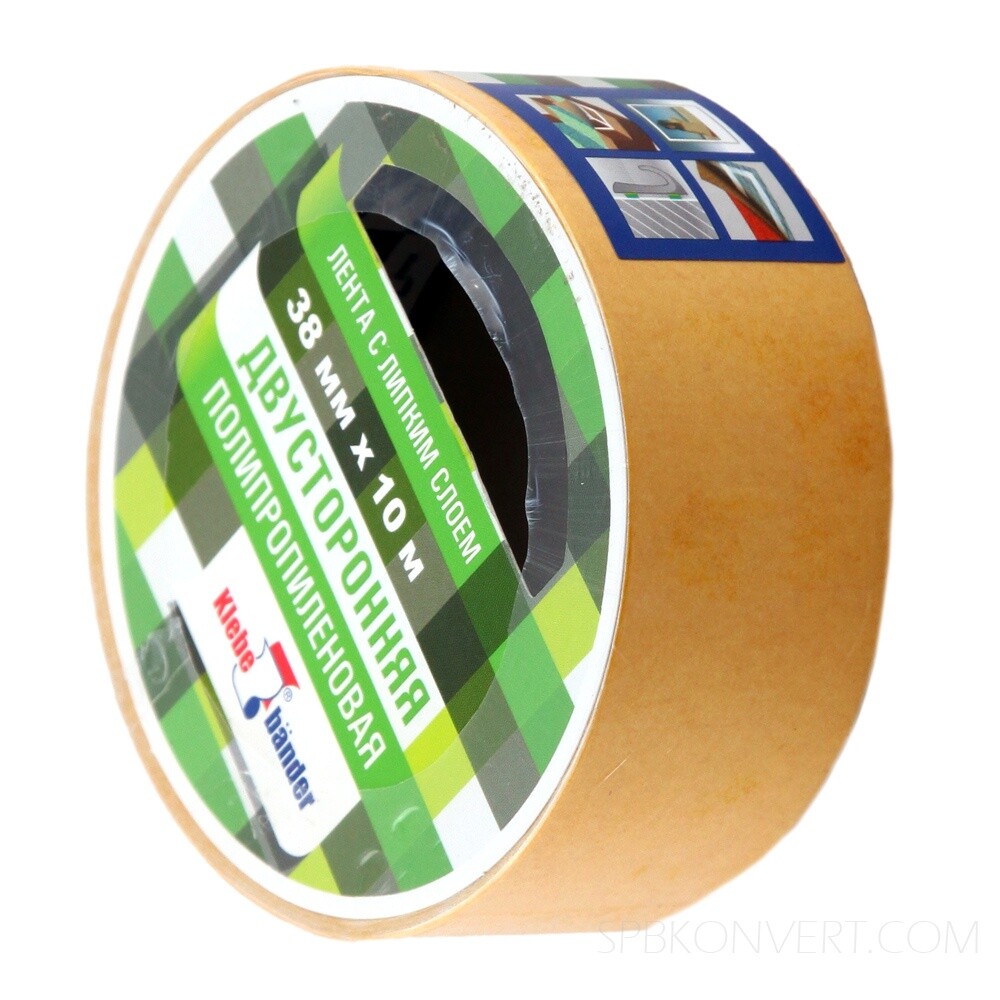 Лента клеящая Klebebander 2-х сторонняя на полипроп. основе 38мм х 10м 38*10PP