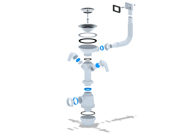 A0146S Сифон АНИ Пласт 3 1/2"*40 Грот с 2 носиками с гофр. переливом
