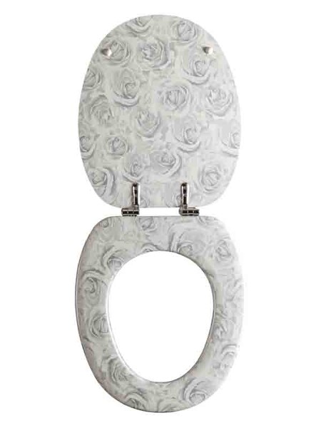 Сиденье д/унитаза МДФ ОРИО КД-04 роза белая (377х432мм ,  межосевое 90-175мм)