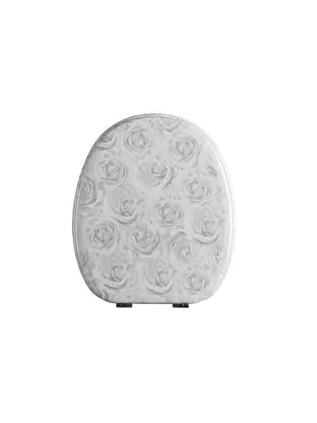 Сиденье д/унитаза МДФ ОРИО КД-04 роза белая (377х432мм ,  межосевое 90-175мм)