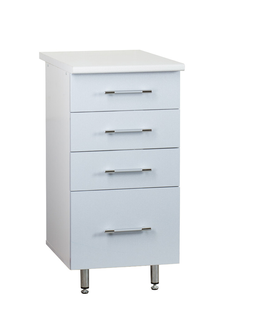 Рабочий стол 40 Серебристый металлик (4 ящика) фасад МДФ столешница цвет (САХАРА) SANTREK HOME