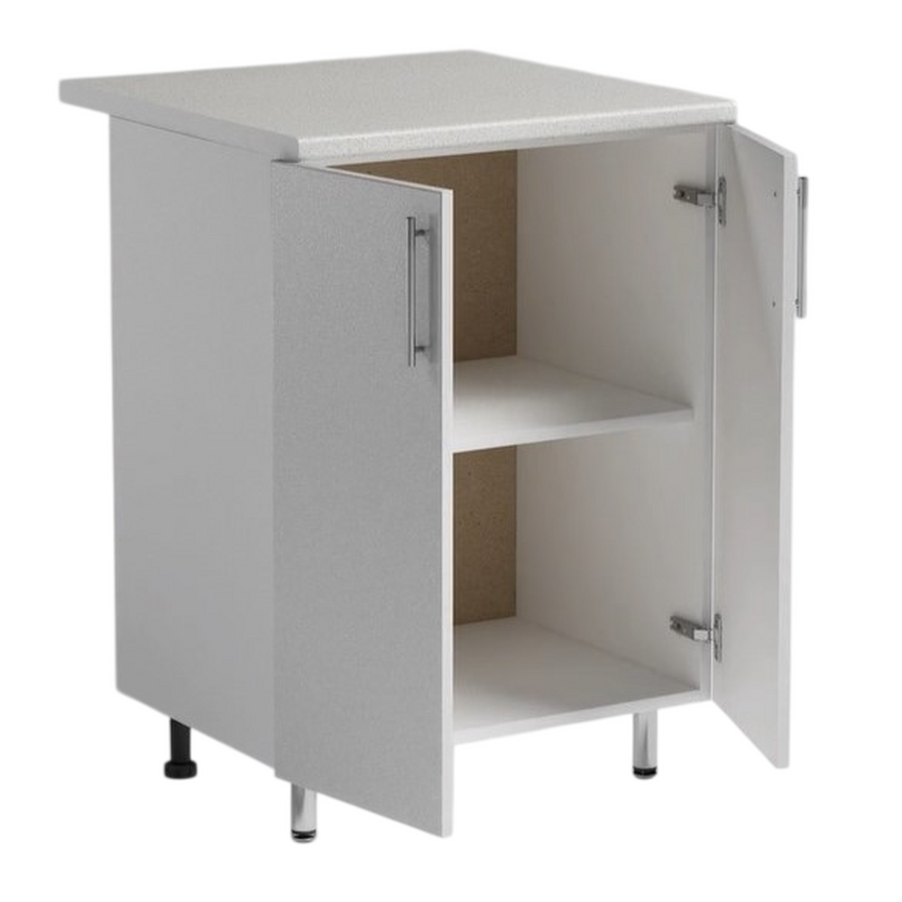 Рабочий стол 60 Белый металлик фасад МДФ столешница цвет (САХАРА) SANTREK HOME