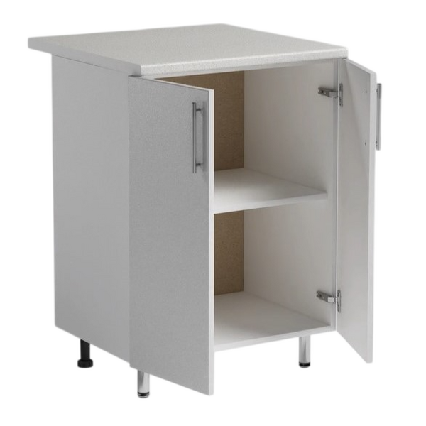 Рабочий стол 60 Белый металлик фасад МДФ столешница цвет (САХАРА) SANTREK HOME