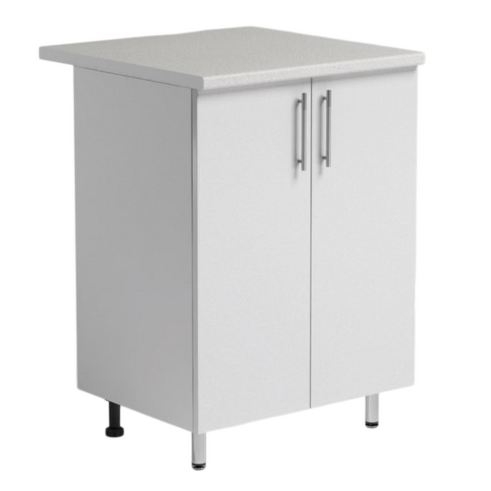 Рабочий стол 60 Белый металлик фасад МДФ столешница цвет (САХАРА) SANTREK HOME