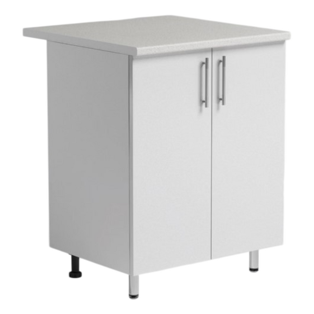 Рабочий стол 80 Белый металлик фасад МДФ столешница цвет (САХАРА) SANTREK HOME