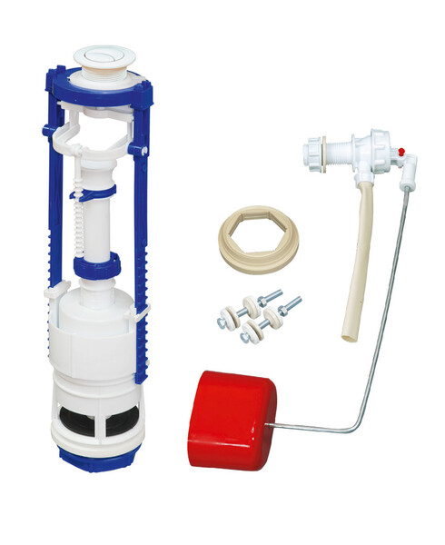 Арматура РБМ АС-10.1 боковая подводка, Кнопка белая, 2-х уровневая, мембранный клапан