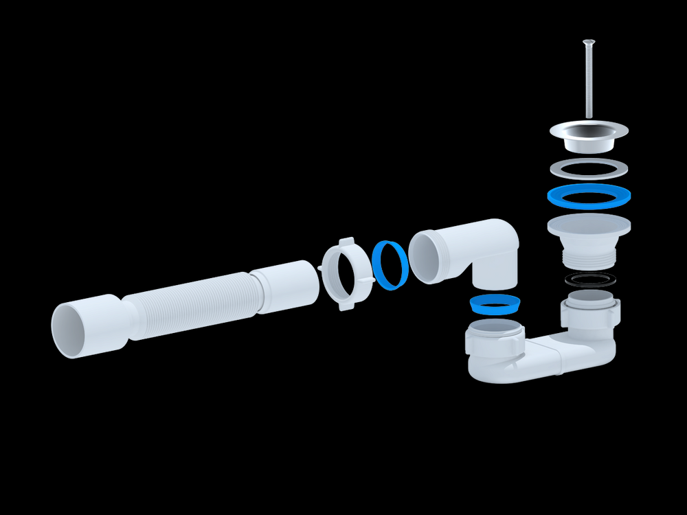 E015 Сифон АНИ Пласт для душ поддона плоский 1 1/2 г/т 40*50