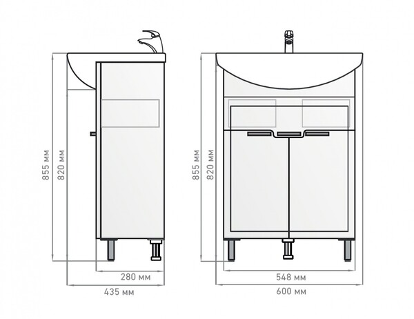 Тумба "VITTORIA - 60"-02 под рак. Эллада-60 белый Alavann