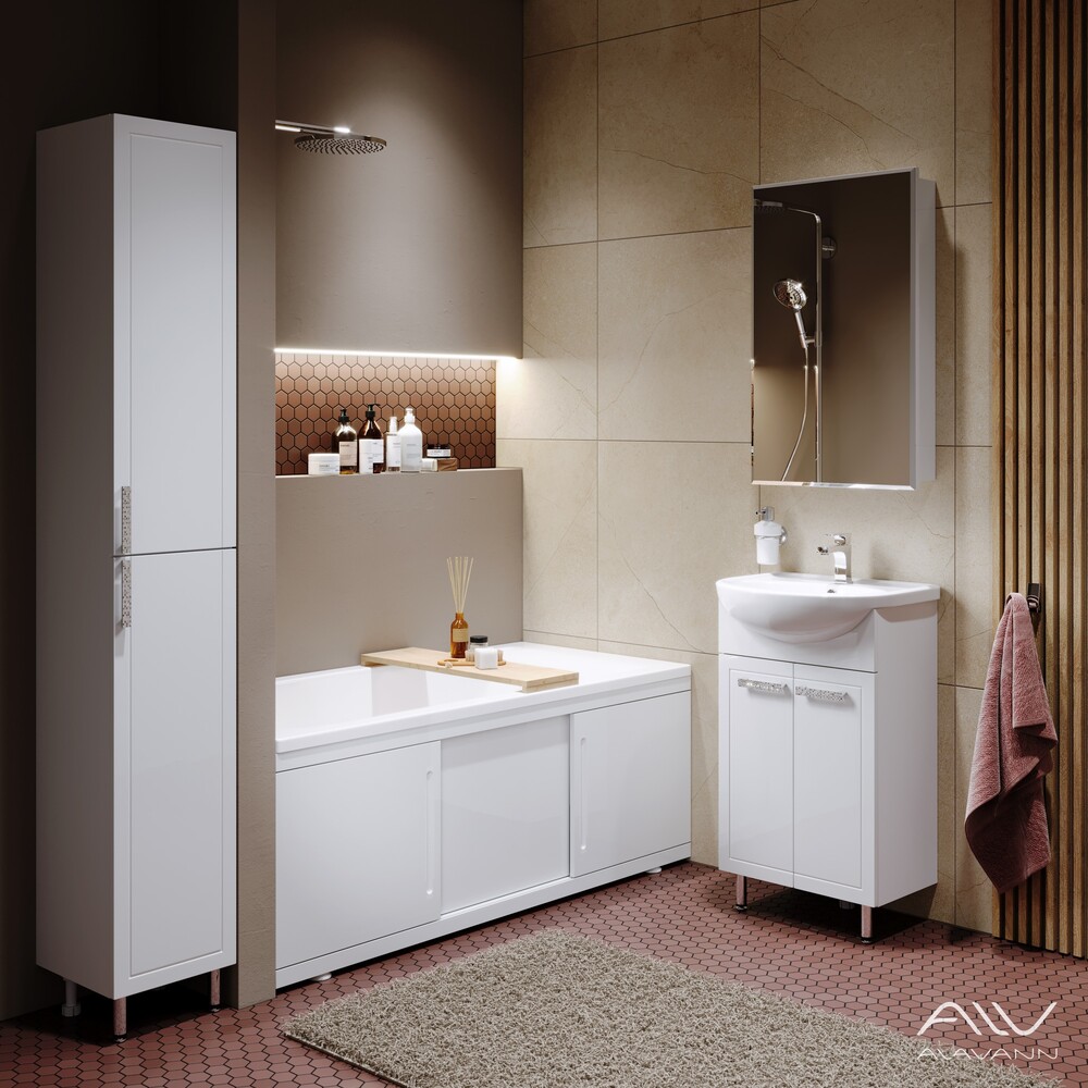 Шкаф зеркальный "VITTORIA - 55"-01 белый, правый Alavann