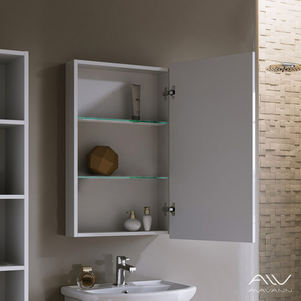 Шкаф зеркальный "VITTORIA - 55"-01 белый, правый Alavann