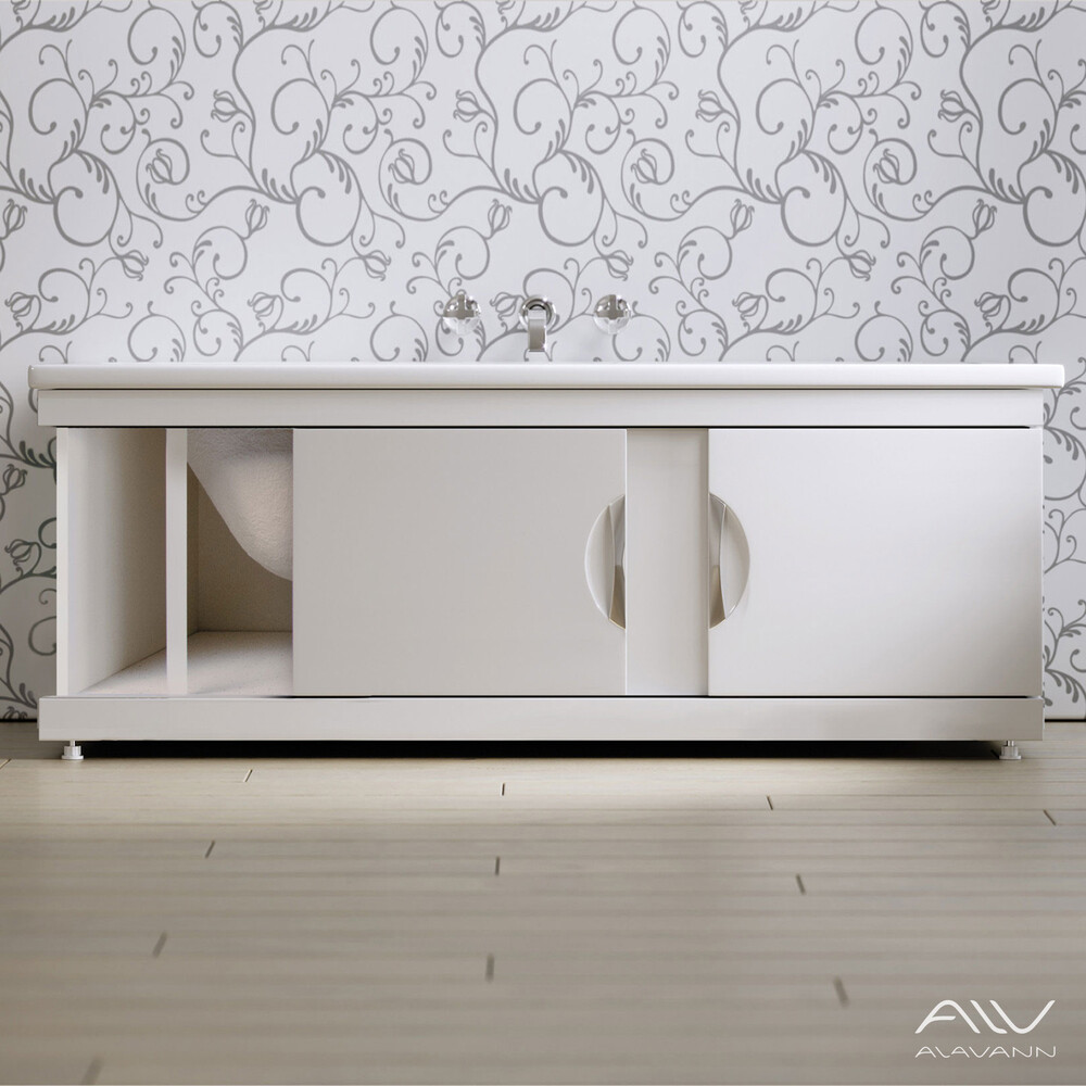 Экран под ванну 1,7 м купе МДФ MONAKO Still бел. (каркас из алюминия) Alavann