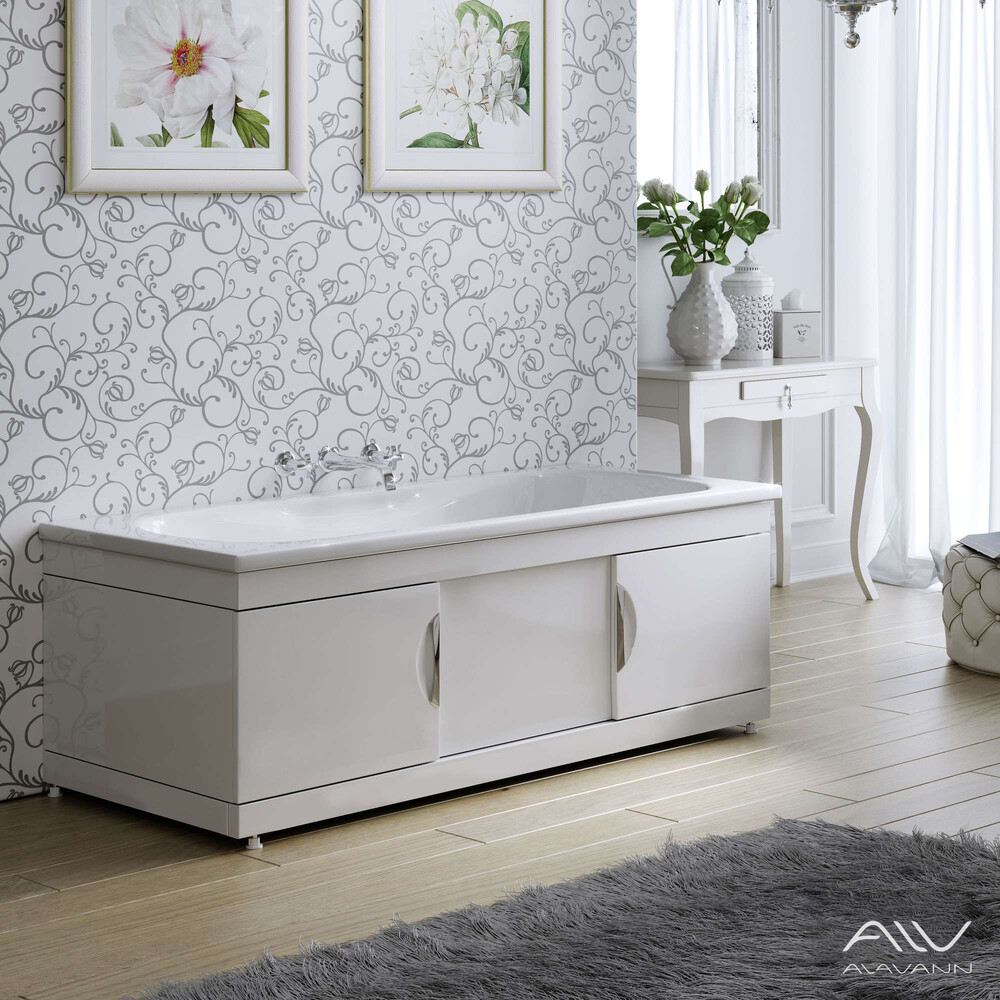 Экран под ванну 1,7 м купе МДФ MONAKO Still бел. (каркас из алюминия) Alavann