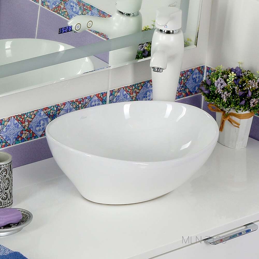 800-7138 (3078) Фигурный умывальник накладной лодочка 410х330х145 MELANA