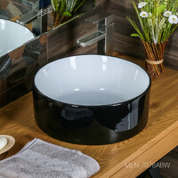 800-7078АВW Фигурный умывальник накладной круглый (черно-белый) 410х410х155 MELANA