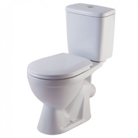 Унитаз-компакт Rosa "ЛИРА" Люкс белый, 2-х режимная арматура, Микролифт, антивсплеск, косой выпуск (г.Киров)